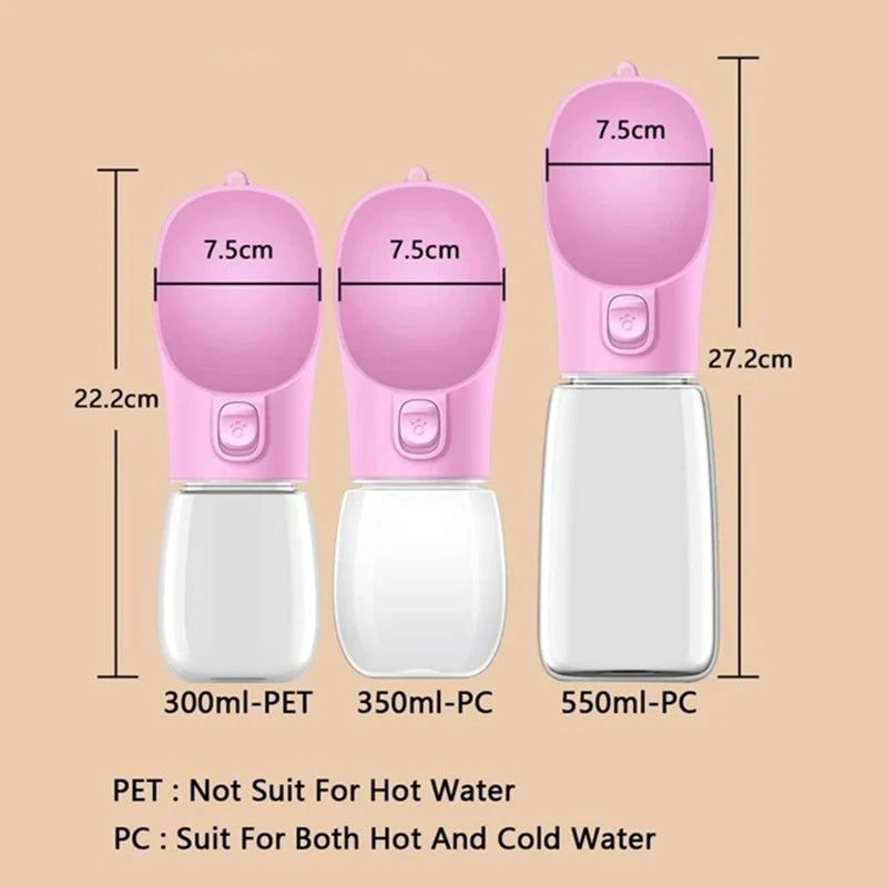 Tragbare Hundewasserflasche für kleine große Hunde, Katzen, im Freien, auslaufsicher, zum Gehen, Trinken, Chihuahua, Zubehör für französische Bulldoggen