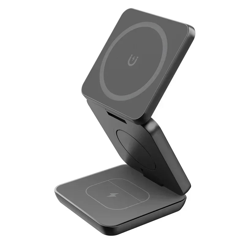 3-in-1 faltbarer magnetischer kabelloser Ladeständer für iPhone 15 14 13 12 Pro Max iWatch 10 9 AirPods Schnellladestationshalter