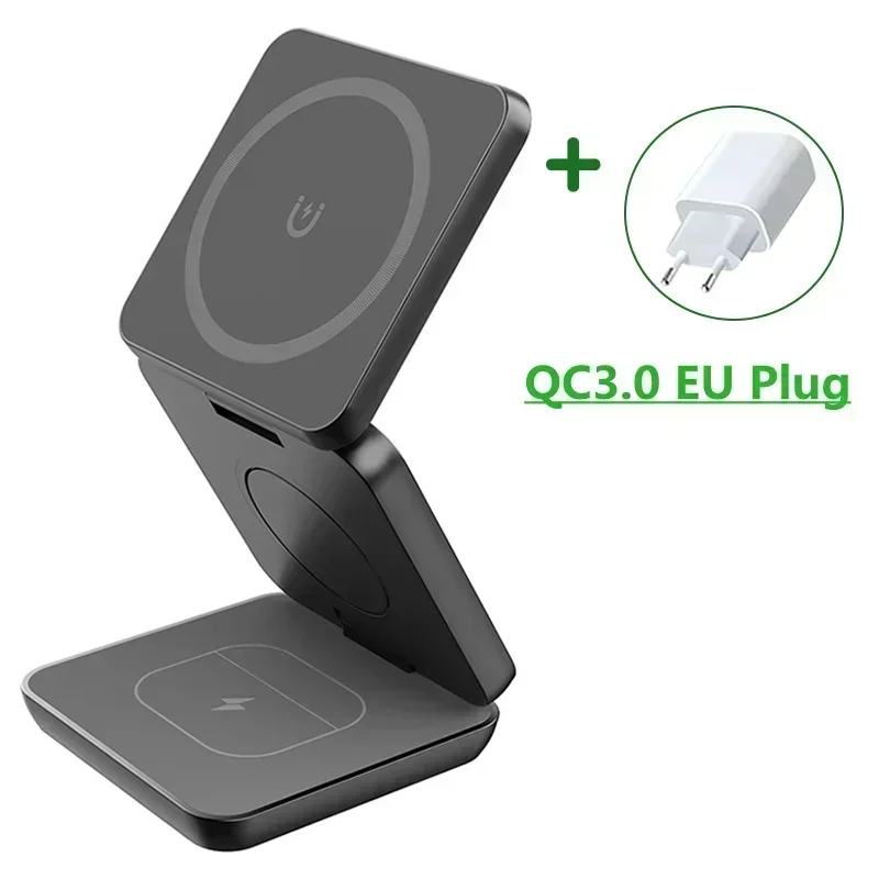 3-in-1 faltbarer magnetischer kabelloser Ladeständer für iPhone 15 14 13 12 Pro Max iWatch 10 9 AirPods Schnellladestationshalter