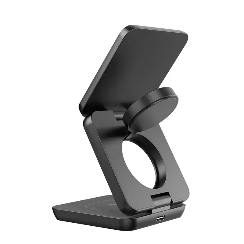 3-in-1 faltbarer magnetischer kabelloser Ladeständer für iPhone 15 14 13 12 Pro Max iWatch 10 9 AirPods Schnellladestationshalter