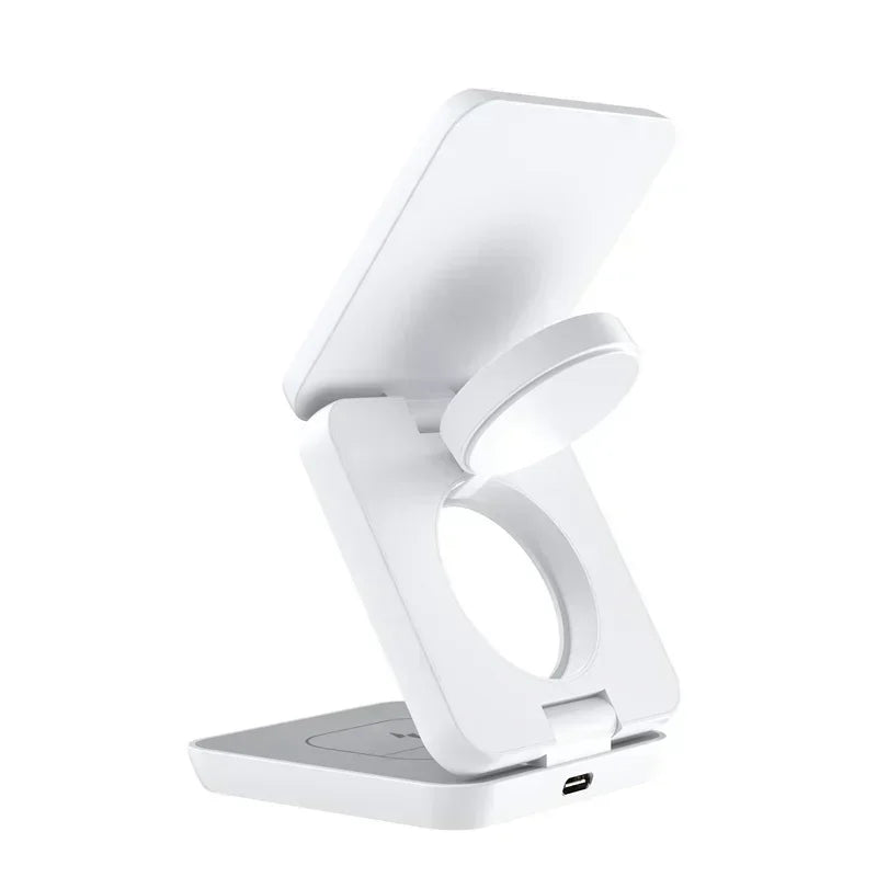 3-in-1 faltbarer magnetischer kabelloser Ladeständer für iPhone 15 14 13 12 Pro Max iWatch 10 9 AirPods Schnellladestationshalter