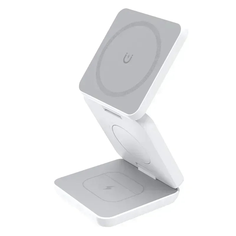 3-in-1 faltbarer magnetischer kabelloser Ladeständer für iPhone 15 14 13 12 Pro Max iWatch 10 9 AirPods Schnellladestationshalter