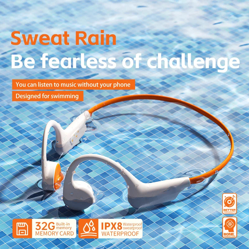 G3 Knochenleitungsschwimmkopfhörer Bluetooth IPX8 Wasserdicht Earless 32g Große Kapazität Hängendes Ohr Schmerzlose Sportkopfhörer