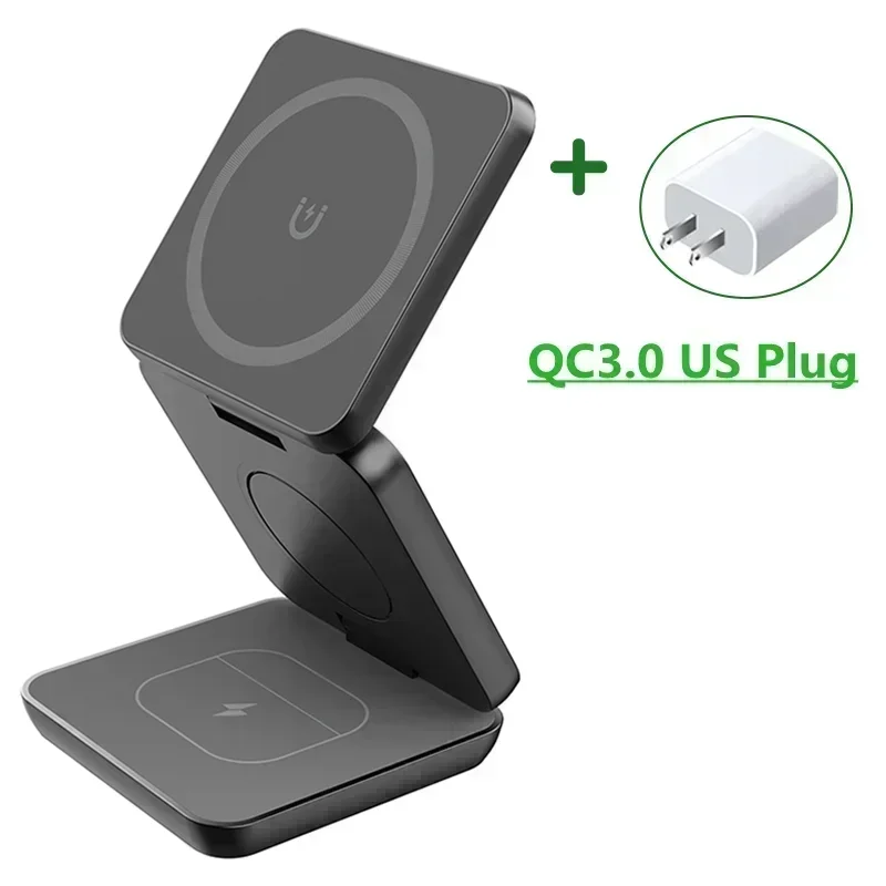 3-in-1 faltbarer magnetischer kabelloser Ladeständer für iPhone 15 14 13 12 Pro Max iWatch 10 9 AirPods Schnellladestationshalter