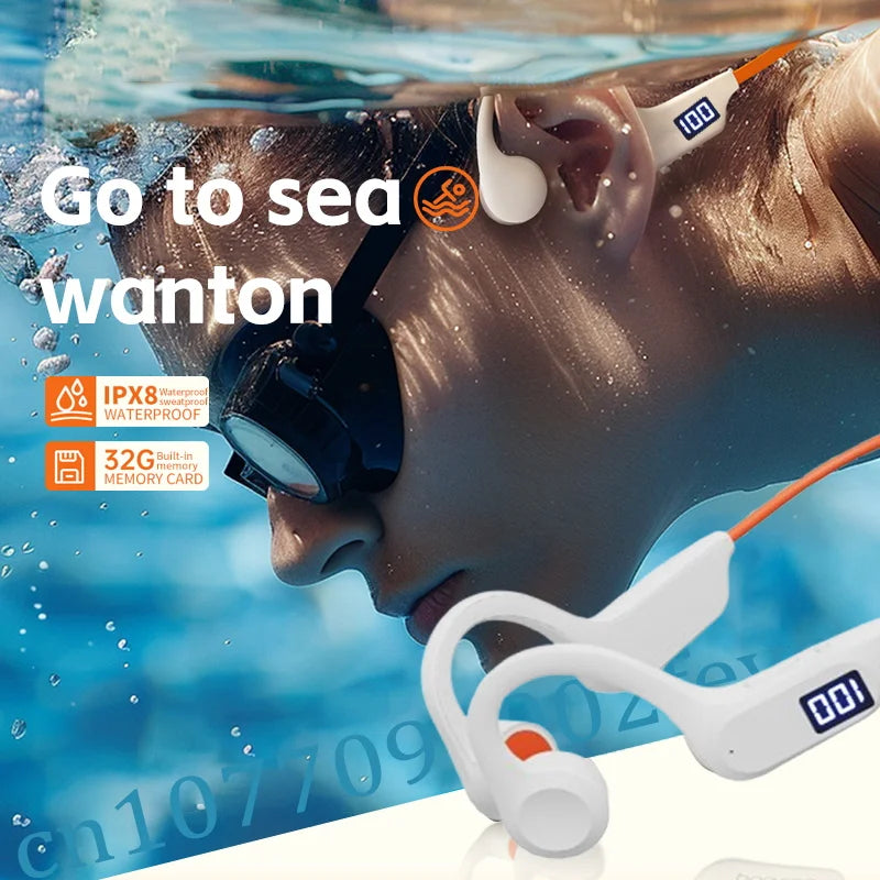 G3 Knochenleitungsschwimmkopfhörer Bluetooth IPX8 Wasserdicht Earless 32g Große Kapazität Hängendes Ohr Schmerzlose Sportkopfhörer